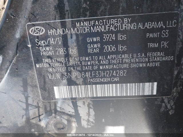 Hyundai ELANTRA SEL 2018 5NPD84LF3JH274282 Image 9