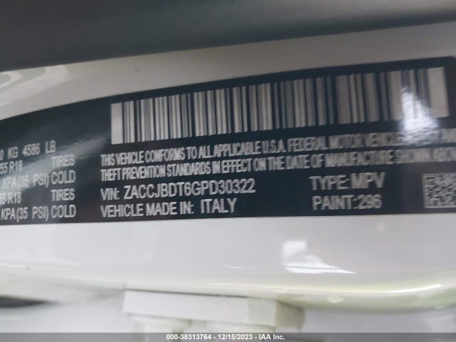 Jeep Renegade Limited 2016 ZACCJBDT6GPD30322 Image 9