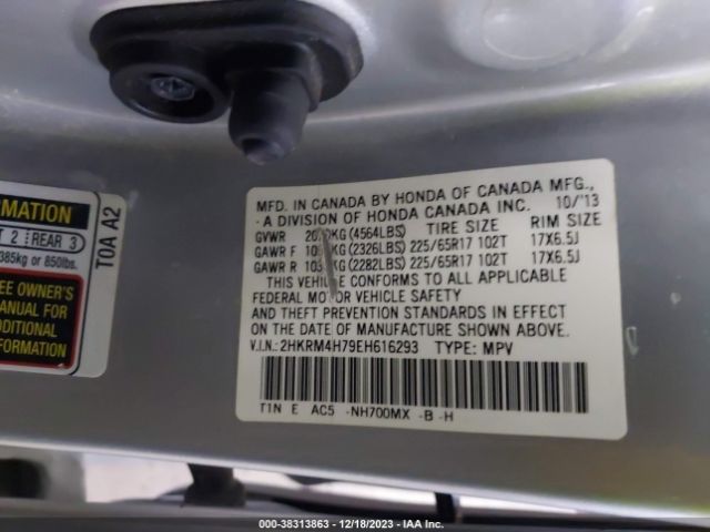 2HKRM4H79EH616293 Honda Cr-v Ex-l