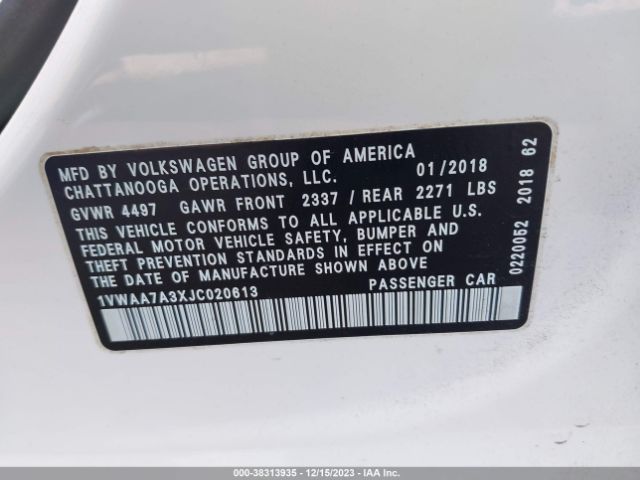 1VWAA7A3XJC020613 Volkswagen Passat 2.0t R-line/2.0t S