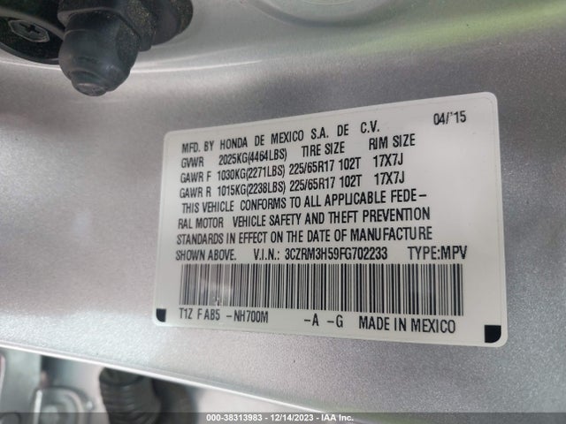 Honda CR-V EX 2015 3CZRM3H59FG702233 Image 9