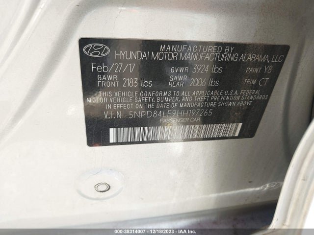 Hyundai Elantra Value Edition 2017 5NPD84LF9HH197265 Image 9