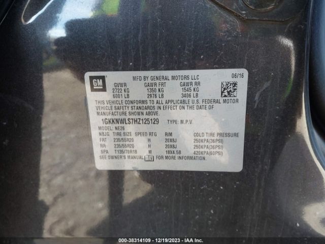 1GKKNWLS7HZ125129 GMC Acadia Slt-2