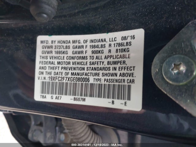 Honda CIVIC EX 2016 19XFC2F7XGE080006 Image 9