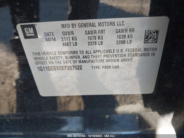 Chevrolet Malibu 3lt 2014 1G11G5SX8EF267522 Image 9