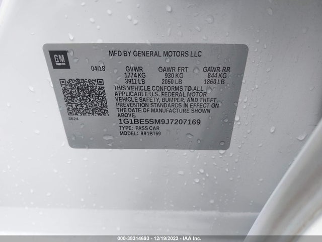 Chevrolet Cruze Lt Auto 2018 1G1BE5SM9J7207169 Image 9