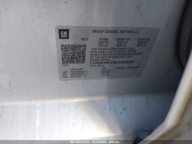 1GNSKHKC0KR396090 Chevrolet Suburban Lt