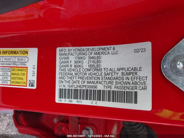 Honda Civic Sport 2023 19XFL2H82PE006696 Image 9