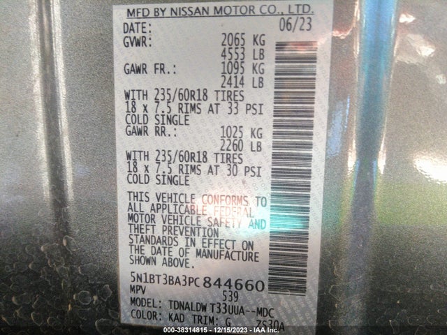 Nissan Rogue Sv Fwd 2023 5N1BT3BA3PC844660 Image 9