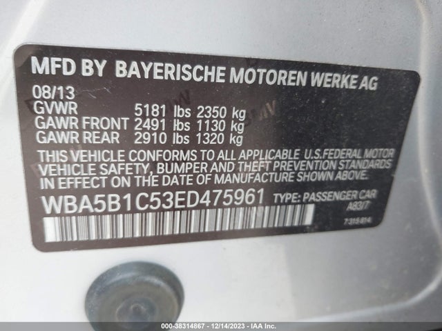 BMW 535i 2014 WBA5B1C53ED475961 Image 9
