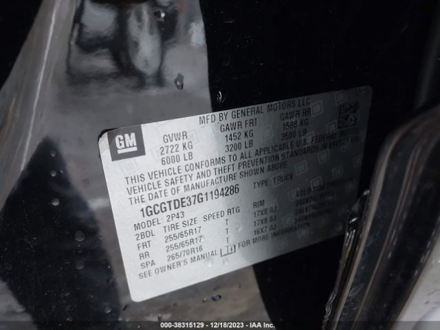 1GCGTDE37G1194286 Chevrolet Colorado Z71