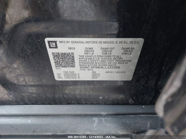 Chevrolet Trax Awd Lt 2020 3GNCJPSB4LL133506 Image 9