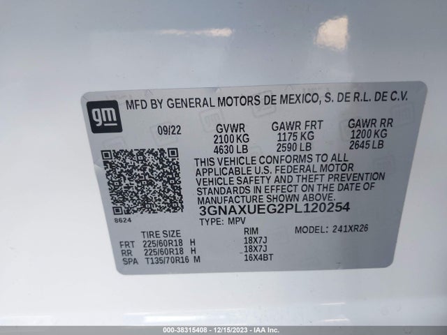 Chevrolet Equinox Awd Lt 2023 3GNAXUEG2PL120254 Image 9