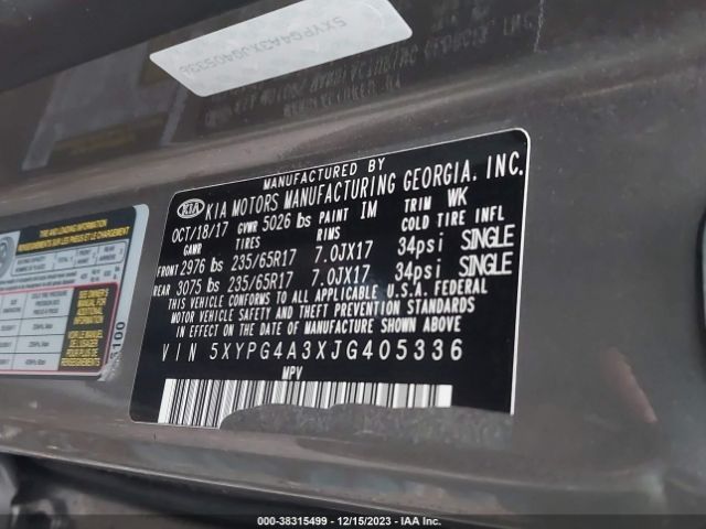 5XYPG4A3XJG405336 KIA Sorento 2.4l L