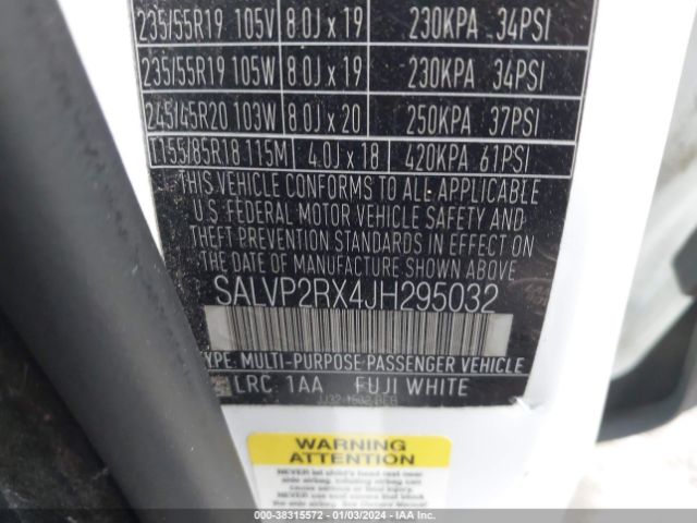 SALVP2RX4JH295032 Land Rover Range Rover Evoque Se/se Premium