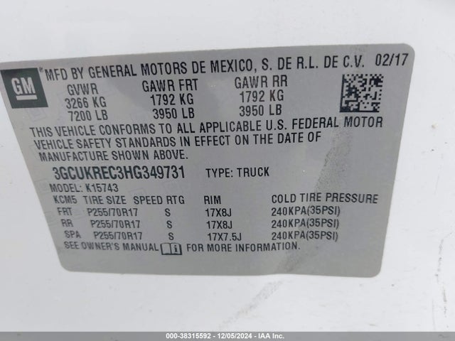 Chevrolet Silverado 1500 1lt 2017 3GCUKREC3HG349731 Image 9
