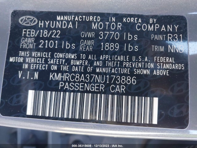 Hyundai Venue Limited 2022 KMHRC8A37NU173886 Image 9