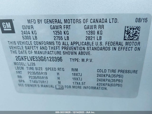 2GKFLVE33G6120396 GMC Terrain Denali