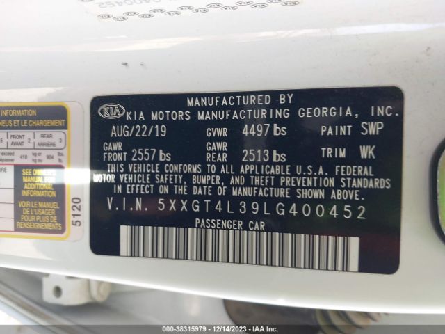 2020 KIA OPTIMA 5XXGT4L39LG400452 Photo 8