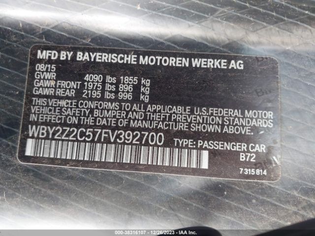 WBY2Z2C57FV392700 BMW I8