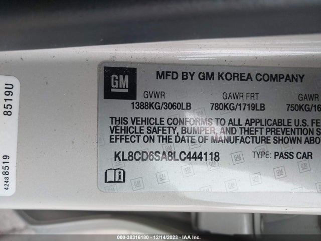 Chevrolet Spark Fwd 1lt Automatic 2020 KL8CD6SA8LC444118 Image 9