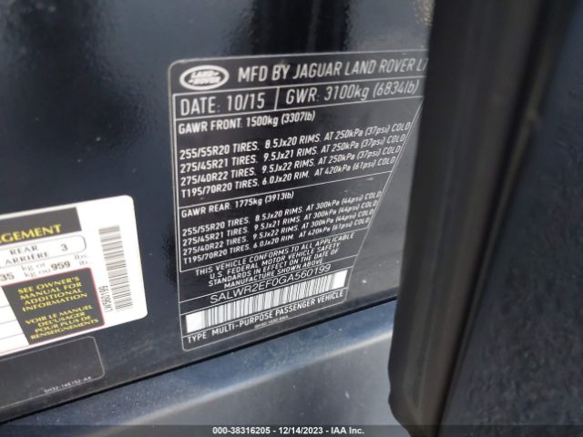 SALWR2EF0GA560199 Land Rover Range Rover Sport 5.0l V8 Supercharged/5.0l V8 Supercharged Dynamic