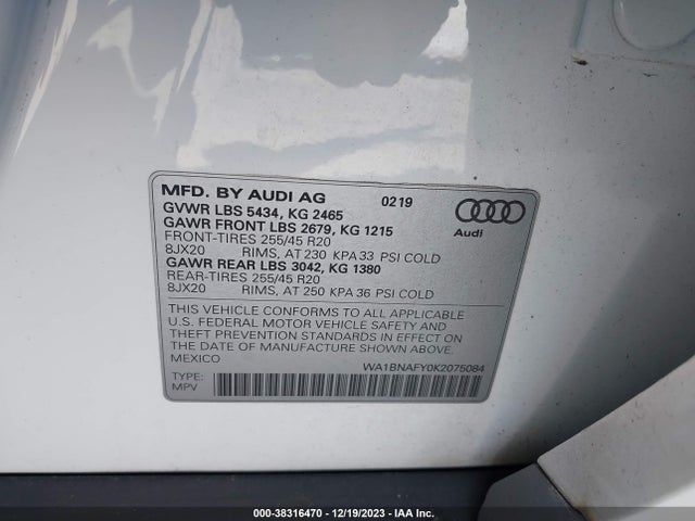 WA1BNAFY0K2075084 Audi Q5 45 Premium