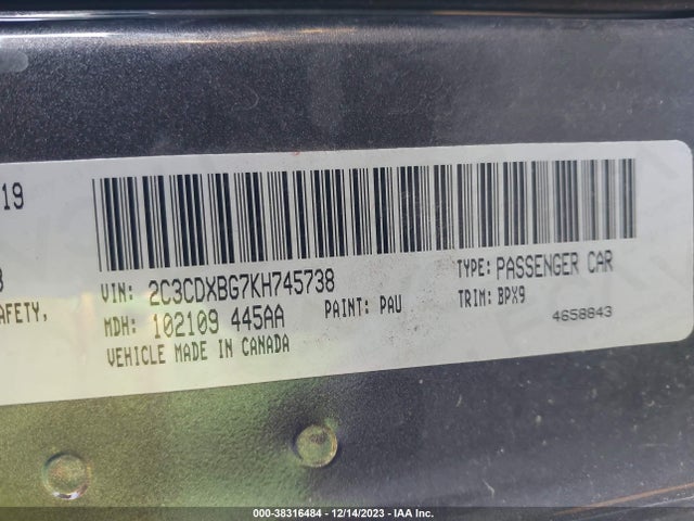Dodge Charger Sxt Rwd 2019 2C3CDXBG7KH745738 Image 9