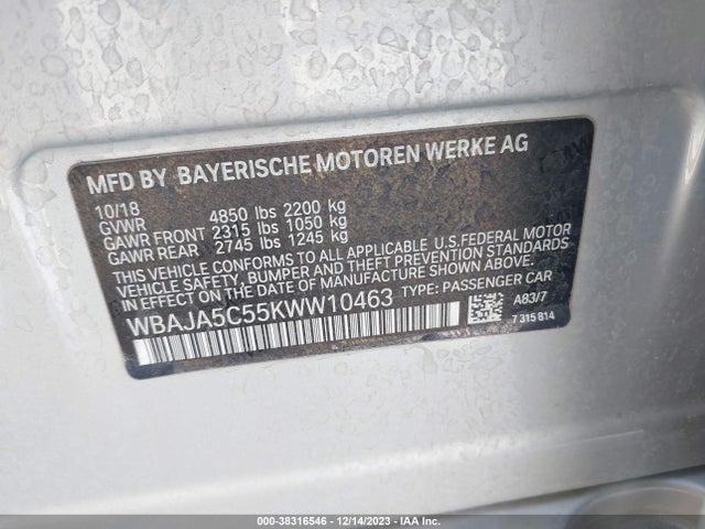 BMW 530I 2019 WBAJA5C55KWW10463 Image 9