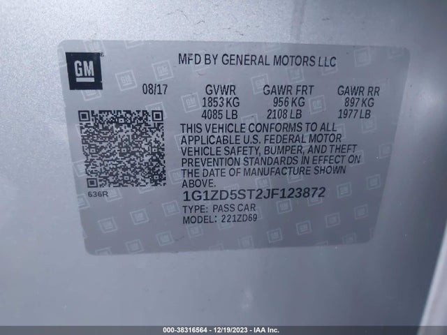 Chevrolet MALIBU LT 2018 1G1ZD5ST2JF123872 Image 9