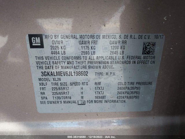 GMC Terrain Sle 2018 3GKALMEV6JL198602 Image 9