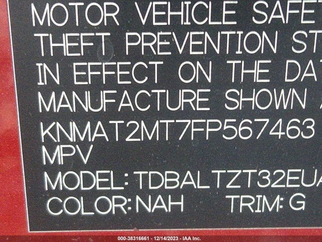 Nissan ROGUE SV 2015 KNMAT2MT7FP567463 Image 9