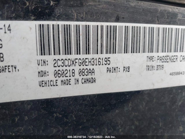 Dodge Charger V6 2014 2C3CDXFG0EH316195 Image 9