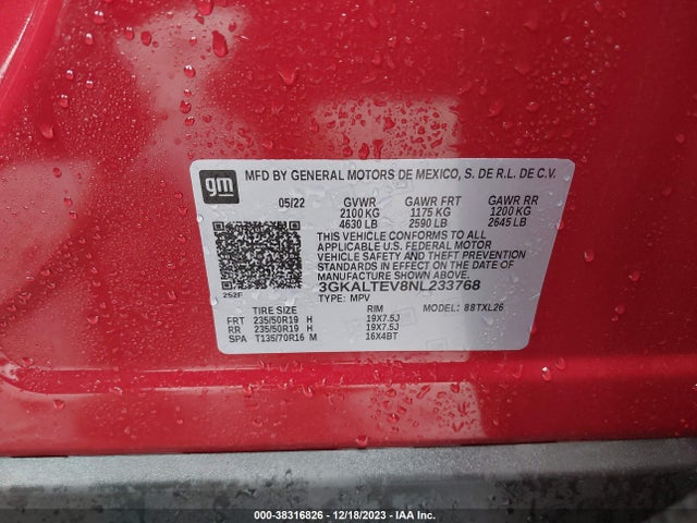 GMC Terrain Awd Sle 2022 3GKALTEV8NL233768 Image 9