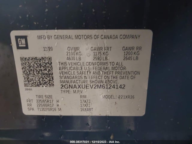 Chevrolet Equinox Awd Lt 2021 2GNAXUEV2M6124142 Image 10