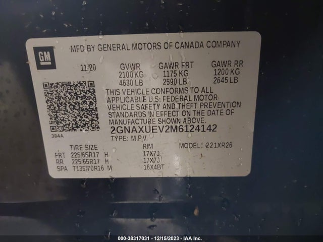 Chevrolet Equinox Awd Lt 2021 2GNAXUEV2M6124142 Image 9