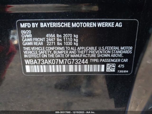2021 BMW 228I GRAN COUPE WBA73AK07M7G73244 Photo 8