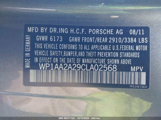 2012 PORSCHE CAYENNE WP1AA2A29CLA02568 Photo 8