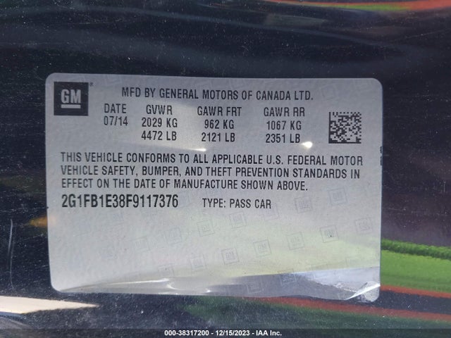 Chevrolet Camaro 2ls 2015 2G1FB1E38F9117376 Image 9