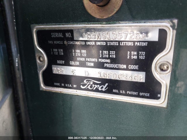 1953 FORD CUSTOM LINE VIN: B3NG135726
