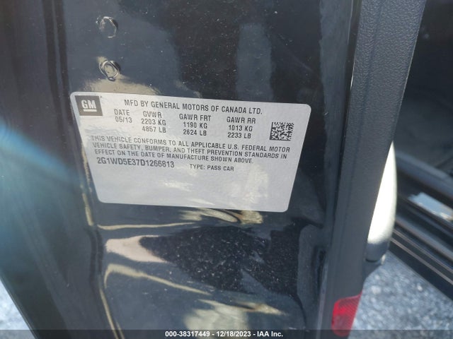 2013 CHEVROLET IMPALA POLICE VIN: 2G1WD5E37D1266813