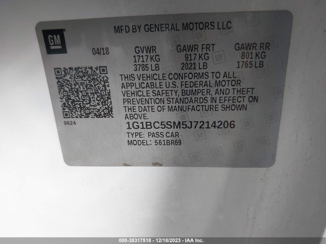 Chevrolet Cruze Ls Auto 2018 1G1BC5SM5J7214206 Image 9