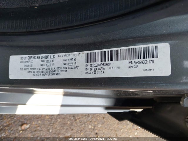 2013 CHRYSLER 200 LIMITED VIN: 1C3CCBCG9DN559097