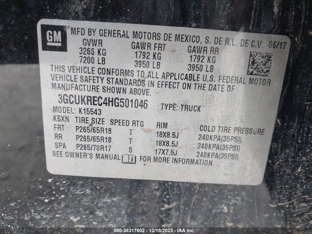 Chevrolet Silverado 1500 2lt 2017 3GCUKREC4HG501046 Image 9