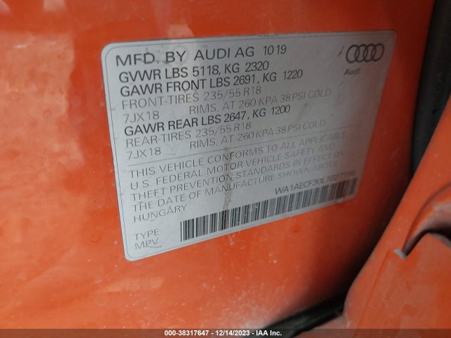 WA1AECF30L1027166 Audi Q3 Premium 45 Tfsi Quattro Tiptronic