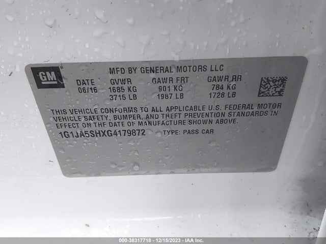 Chevrolet Sonic Ls Auto 2016 1G1JA5SHXG4179872 Image 9