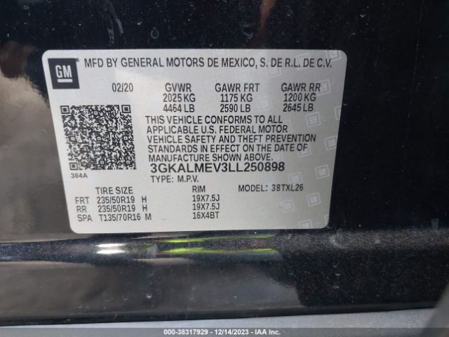 3GKALMEV3LL250898 GMC Terrain Fwd Sle