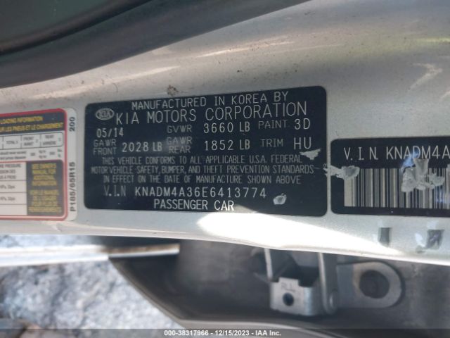 KNADM4A36E6413774 KIA RIO LX
