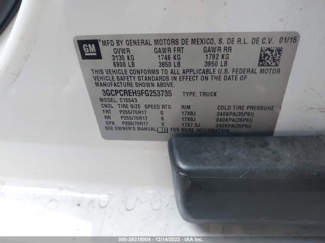 Chevrolet Silverado 1500 1lt 2015 3GCPCREH9FG253735 Image 9