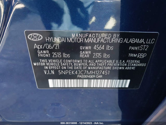 Hyundai Sonata N Line 2021 5NPEK4JC7MH127451 Image 9
